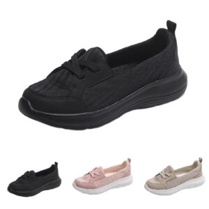 hrtesus orthopedic women’s breathable slip on arch support non-slip shoes, kotsas orthopedic walking shoes for women (black, 10)