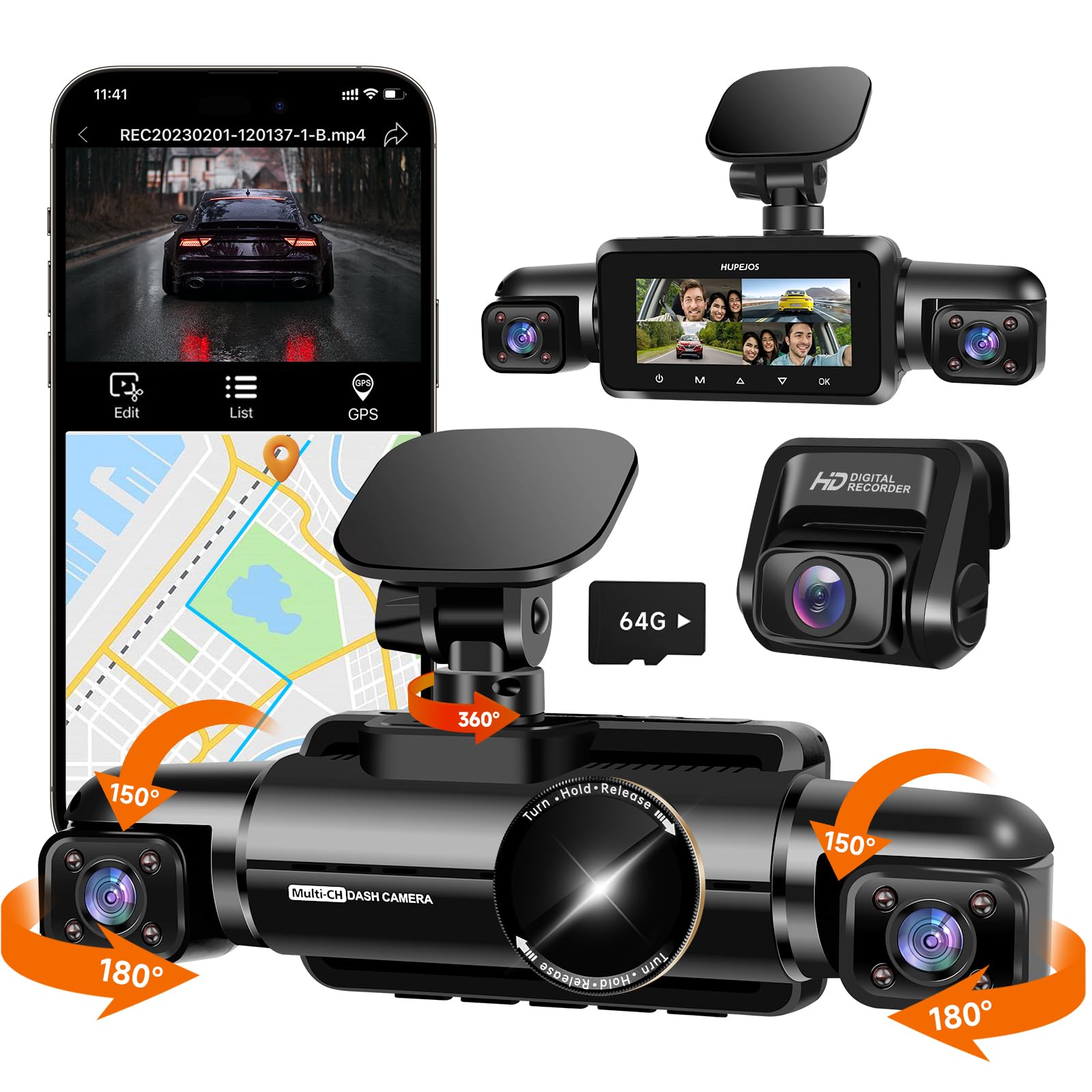 Neideso 360° Dash Cam Car Camera with Hardwire Kit with 24 Hour Radar Detection Parking Monitoring