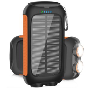 annero solar-charger-power-bank, 38800mah portable charger, 5v/3.1a fast charging usb & type-c ports built-in super bright flashlights, perfect for camping travel outdoor activities