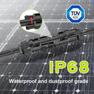 JXMXRPV Solar Connector T/Y Branch Parallel Adapter Cable, 1 Pair 10AWG Tool-Free 1 to 2 Solar Panel Connectors Cable Plug Wire Kit for Solar Panel (1*M/FF+1*F/MM)