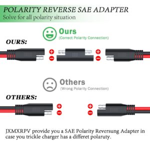 JXMXRPV SAE to SAE Extension Cable 12AWG 6FT, SAE Extension Cable Quick Disconnect Connector with SAE Polarity Reverse Adapter Trolling Motor RV Battery Motorcycle Cars Tractor (12AWG 6FT)