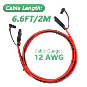 JXMXRPV SAE to SAE Extension Cable 12AWG 6FT, SAE Extension Cable Quick Disconnect Connector with SAE Polarity Reverse Adapter Trolling Motor RV Battery Motorcycle Cars Tractor (12AWG 6FT)