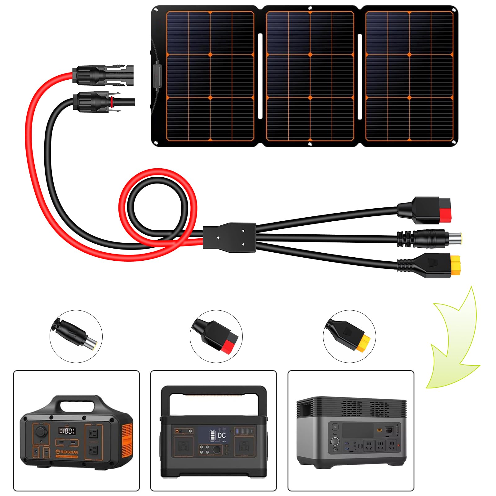 3-in-1 (XT60, DC7909, Anderson) Adapter Extension Cable, 10FT 12AWG Compatible with Anderson DC 8mm Adapter XT60 Connector for Outdoor Portable Solar Panel & Portable Power Station (12AWG 10FT)