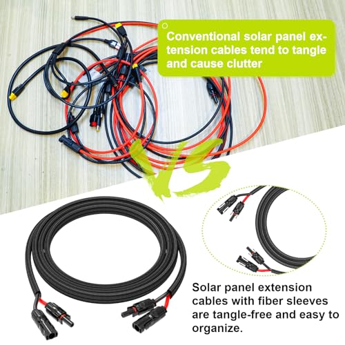 JXMXRPV Twin Wire Solar Panel Connector Extension Cable 10FT 10AWG (6mm²), Solar Panel Wire Adapter for Home Boat RV Solar Panels (10FT 10AWG)