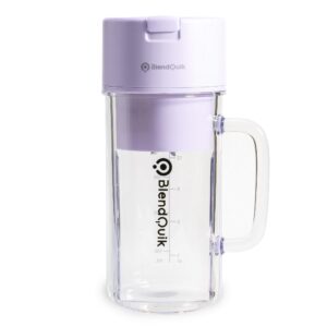 blendquik personal portable blender for smoothies & shakes, leakproof & stylish design rechargeable portable smoothie blender on the go, mason jar blender with 10-blade blending system 14oz, purple