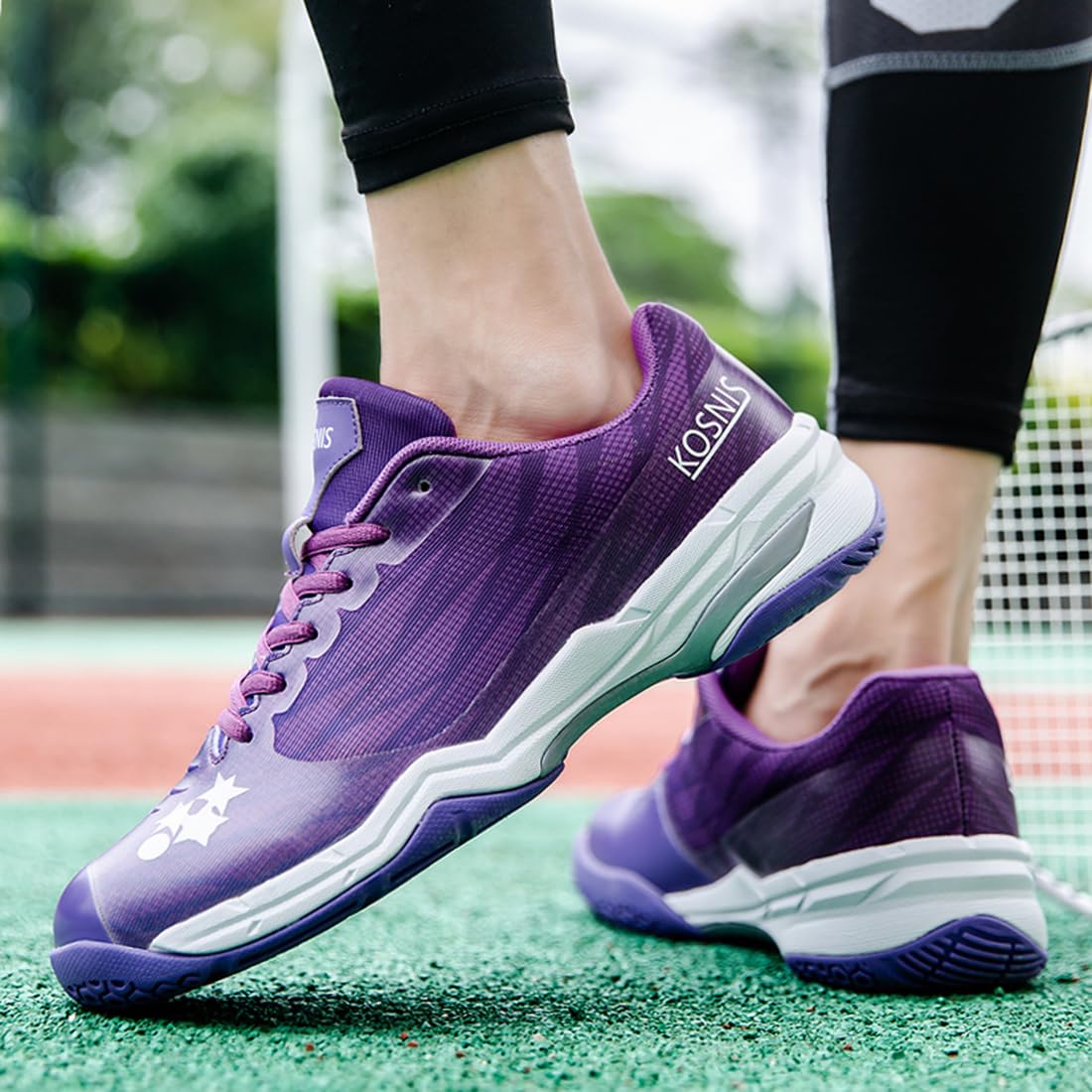 Migoldhot Women Tennis Shoes Durable Badminton Shoes Women Court Shoes Casual Pickleball Shoes Squash Shoes Purple