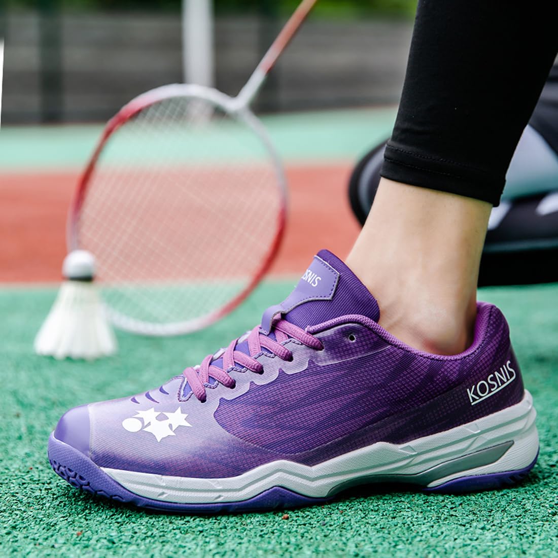 Migoldhot Women Tennis Shoes Durable Badminton Shoes Women Court Shoes Casual Pickleball Shoes Squash Shoes Purple