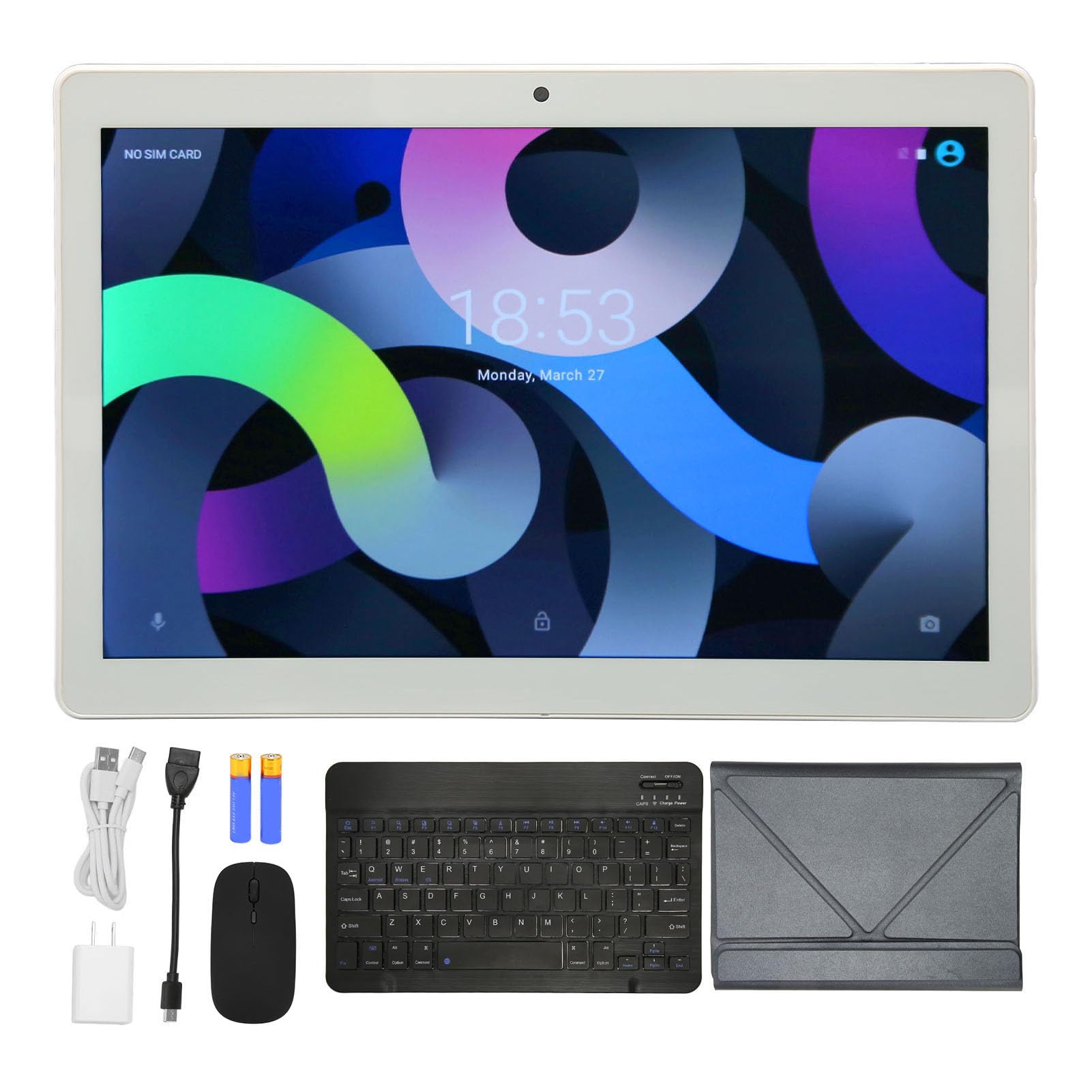 2 in 1 Tablet with Keyboard and Mouse, 10.1 inch Android 12 Tablet PC, 12GB+256GB, MT6755 10 Core, 5G WiFi 4G LTE Calling Tablet (US Plug 100‑240V)