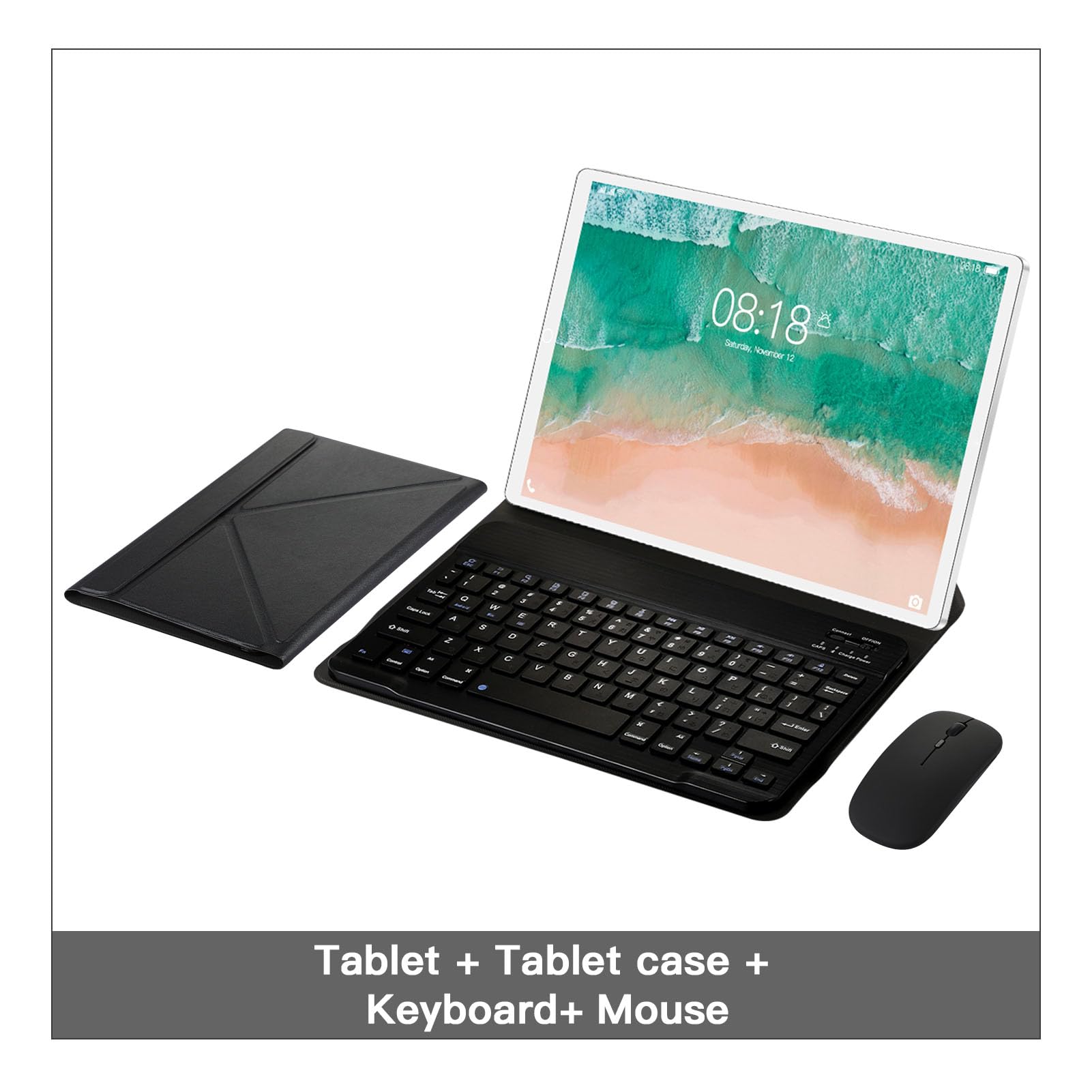 2 in 1 Tablet with Keyboard and Mouse, 10.1 inch Android 12 Tablet PC, 12GB+256GB, MT6755 10 Core, 5G WiFi 4G LTE Calling Tablet (US Plug 100‑240V)