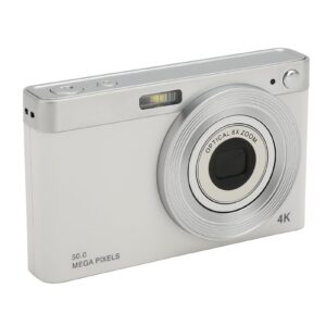 Compact Small Camera, 2.88 Inches IPS 16X Zoom 750 Mah Digital Zoom Camera 4K Video Output for Travel (White)
