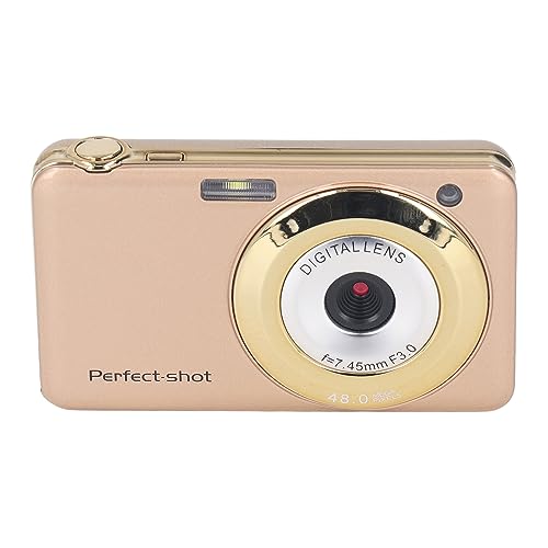 Portable Digital Camera, USB 2.7in Compact Vlogging Camera High Definition for Gift (Gold)