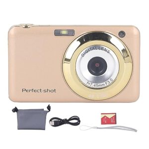 Portable Digital Camera, USB 2.7in Compact Vlogging Camera High Definition for Gift (Gold)