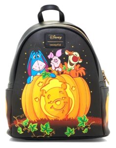 loungefly disney winnie the pooh pumpkin glow-in-the-dark mini backpack