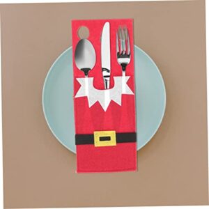 NOLITOY 40 Pcs Christmas Cutlery Bag Cutlery Bags Mini Bottles Cover Cutter Fork Bag Xmas Tableware Bag Tableware Pocket Xmas Theme Cutlery Bag Dining Table Accessories Non-woven Fabric