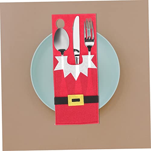 NOLITOY 40 Pcs Christmas Cutlery Bag Cutlery Bags Mini Bottles Cover Cutter Fork Bag Xmas Tableware Bag Tableware Pocket Xmas Theme Cutlery Bag Dining Table Accessories Non-woven Fabric