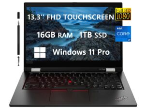 2023 thinkpad l13 yoga 13.3" fhd spin 2-in-1 touchscreen laptop for student & business by lenovo, intel core i7-1165g7(4-core), 16gb ram|1tb ssd, backlit kb|fp rearder, windows 11 pro, free stylus pen