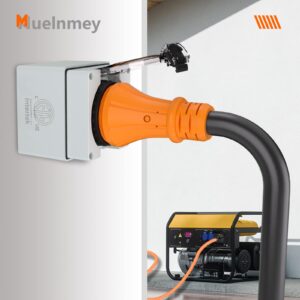 Muelnmey 20Amp Power Outlet Box,125/250Volt NEMA L14-20P Plug+ 3PCS Cable Glands 2 M25 (13-18mm) Connectors and 1 M32 (18-25mm) Connector