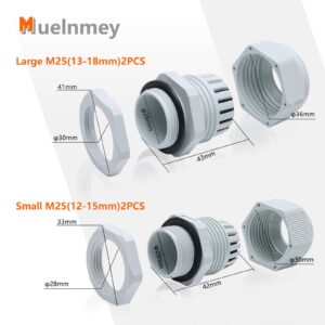 Muelnmey 20Amp Power Outlet Box,125/250Volt NEMA L14-20P Plug+ 3PCS Cable Glands 2 M25 (13-18mm) Connectors and 1 M32 (18-25mm) Connector