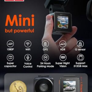 【Bundle: Vantrue E1 Lite 1080P WiFi Mini Dash Cam with GPS and Speed + CPL + Type C USB Hardwire Kit】 E1 Lite 1080P WiFi Mini Dash Cam with GPS and Speed, Free APP, Voice Control