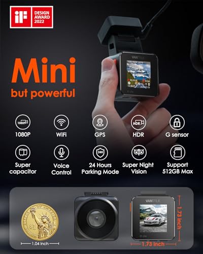 【Bundle: Vantrue E1 Lite 1080P WiFi Mini Dash Cam with GPS and Speed + CPL + Type C USB Hardwire Kit】 E1 Lite 1080P WiFi Mini Dash Cam with GPS and Speed, Free APP, Voice Control