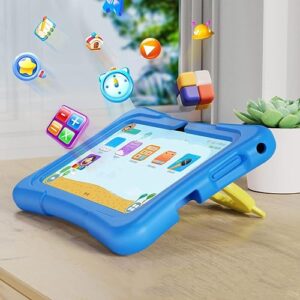 Zyyini 7 Inch Kids Tablet for Android 11, 2GB RAM 32GB ROM, WiFi, Bluetooth, Dual Camera Portable Tablets, Tablets with Tablets Case, for Learning, Entertainment (US Plug)
