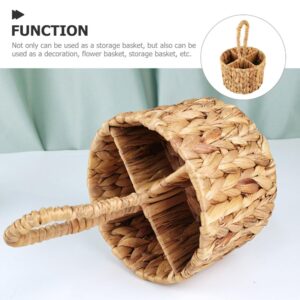 Kichvoe Fruit Basket Decor Picnic Basket Hamper Storage Basket Woven Basket with Handle Multipurpose Woven Floral Basket Flower Hand Woven Basket Flowers Articles for Daily Use Gourd Grass