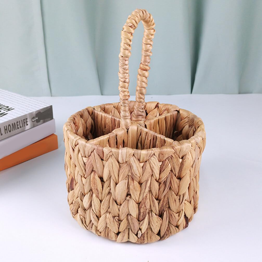 Kichvoe Fruit Basket Decor Picnic Basket Hamper Storage Basket Woven Basket with Handle Multipurpose Woven Floral Basket Flower Hand Woven Basket Flowers Articles for Daily Use Gourd Grass