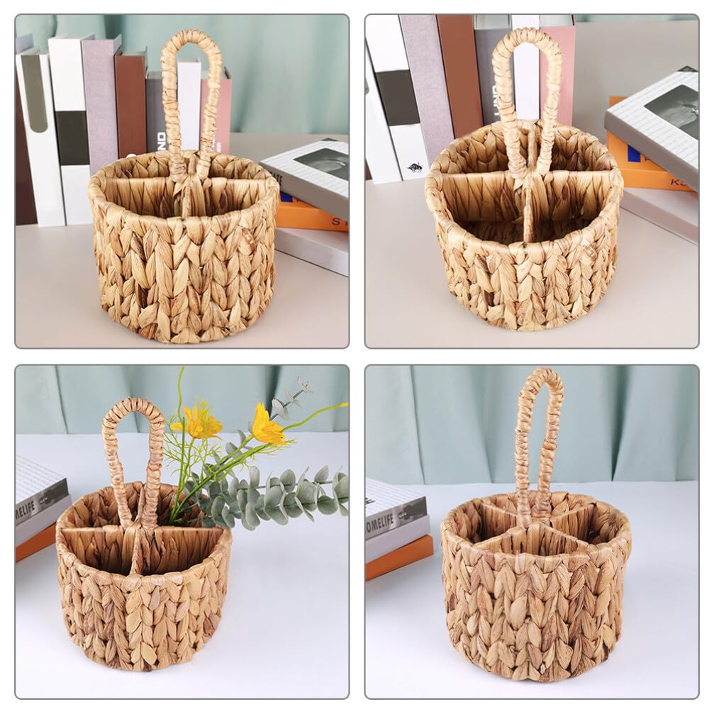 Kichvoe Fruit Basket Decor Picnic Basket Hamper Storage Basket Woven Basket with Handle Multipurpose Woven Floral Basket Flower Hand Woven Basket Flowers Articles for Daily Use Gourd Grass