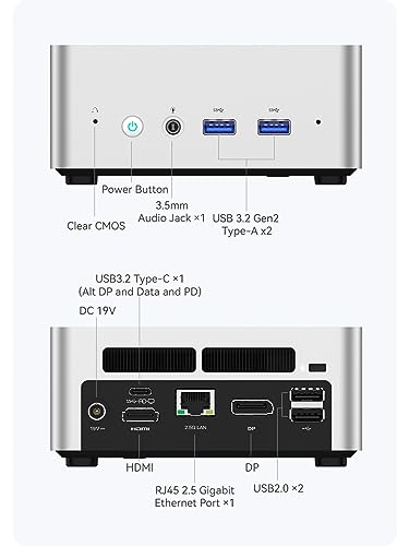 MINISFORUM UN1245 Mini PC Barebone with Intel Core i5-12450H,8 cores/12 Threads, Mini Desktop Computer, HDMI 2.0/USB-C/DP 1.4, 2.5 G RJ45 LAN, 5 USB Ports, Wi-Fi 6E & BT 5.2