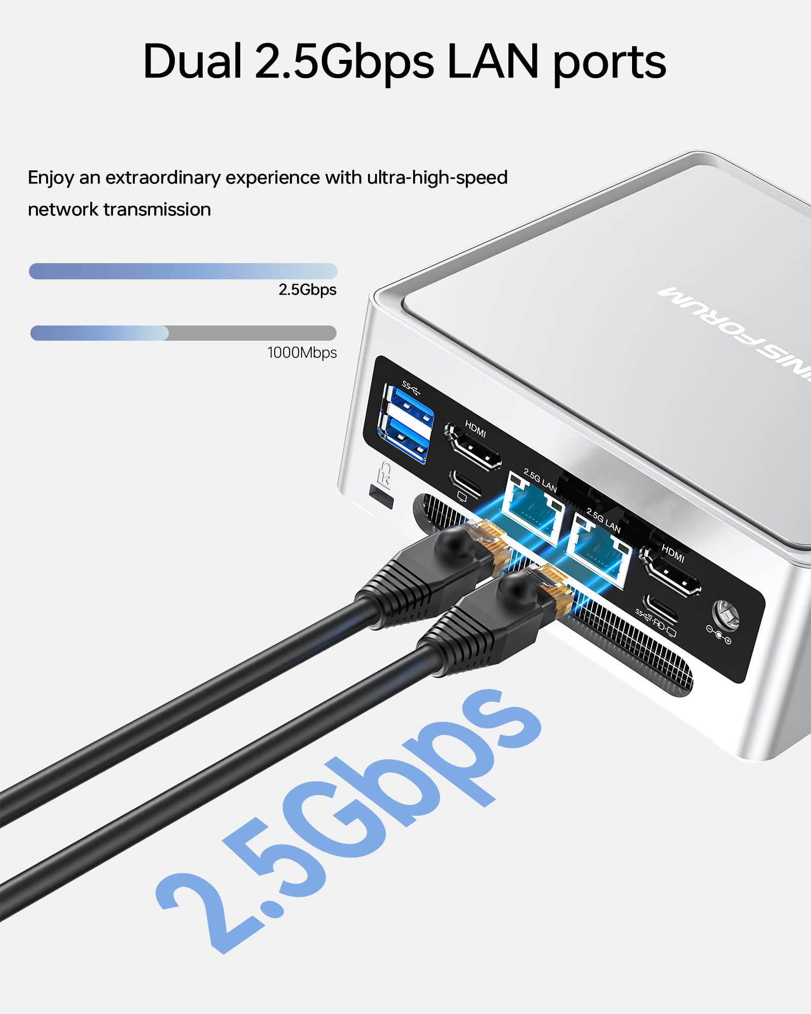 MINISFORUM UN1245 Mini PC Barebone with Intel Core i5-12450H,8 cores/12 Threads, Mini Desktop Computer, HDMI 2.0/USB-C/DP 1.4, 2.5 G RJ45 LAN, 5 USB Ports, Wi-Fi 6E & BT 5.2