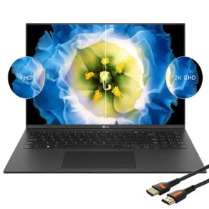 lg gram 17inch laptop 2023 - intel evo core i7-1360p - wqxga ips display dci-p3 99% - windows 11 pro - thunderbolt 4 - wi-fi 6e - backlit keyboard - business laptop - hdmi cable (16gb ram |2tb ssd)