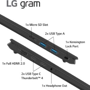 LG gram 17inch Laptop 2023 - Intel Evo Core i7-1360P - WQXGA IPS Display DCI-P3 99% - Windows 11 Pro - Thunderbolt 4 - Wi-Fi 6E - Backlit Keyboard - Business Laptop - HDMI Cable (16GB RAM |2TB SSD)