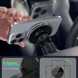 UGDLUCK for Magsafe Car Mount Charger, 15W Magnetic Wireless Car Charger with 8 RGB LED Backlit Magnetic Car Phone Holder Mount for iPhone 15 14 13 12