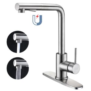 crea brushed nickel kitchen faucets,pull down kitchen faucet with sprayer magnetic docking,rotary 15.8" single handle kitchen sink faucet stainless steel farmhouse kitchen faucet bar rv sink faucet