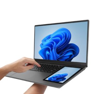 Tangxi Double Screen Laptop, 15.6in UHD 16GB RAM 7in Touchscreen Display Laptop, 2.9GHz Quad Core 7000mAh Laptop Computer with Camera for Business, Office 100‑240V (16+1TB US Plug)