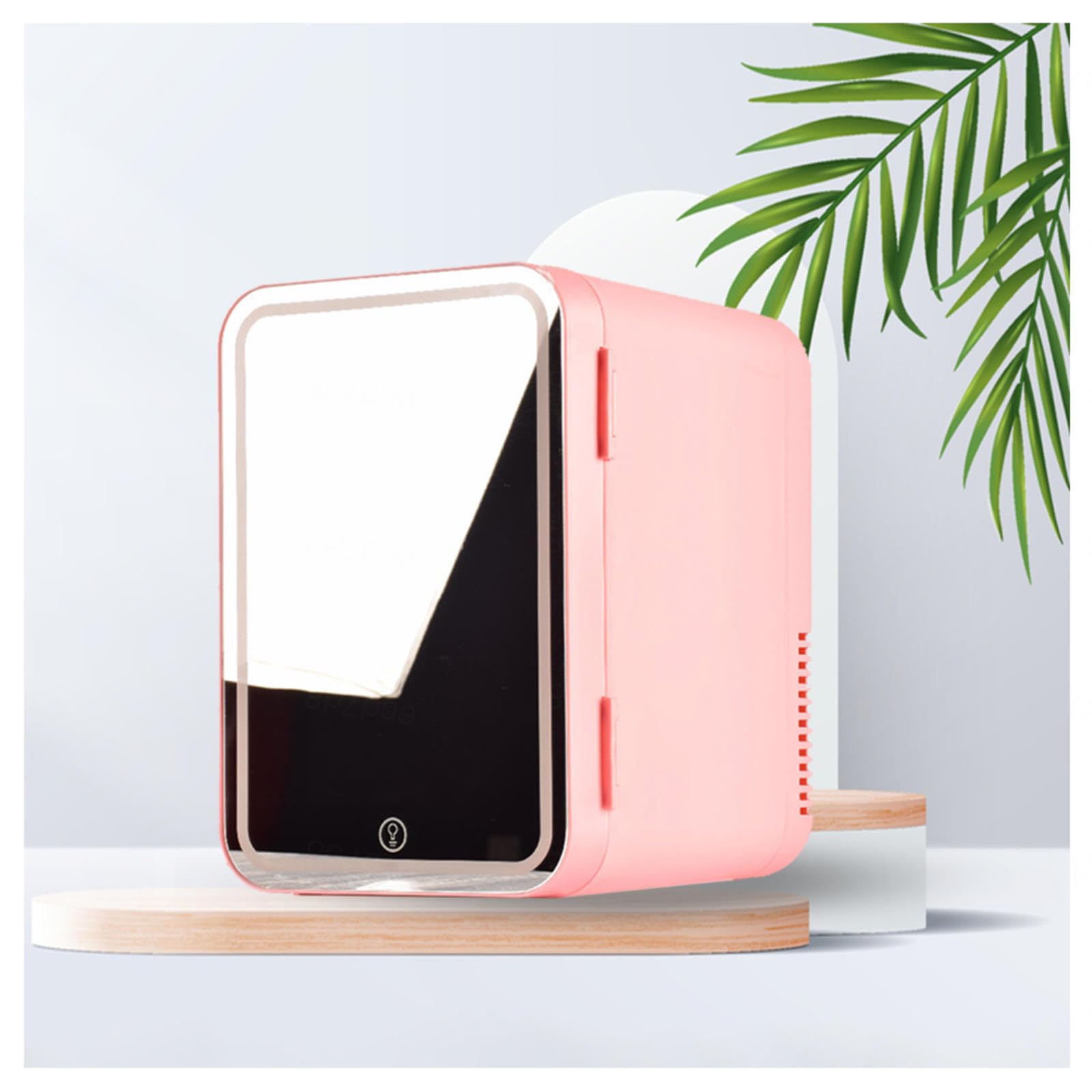 ROLTIN Mini Fridge For Bedroom, With Led Mirror, 8L Capacity Cheap Skincare Fridge, Chill Or Heat, Ac 220v, Dc 12v Mini Fridge Skincare, Mini Fridge For Skin Care,White (Pink)