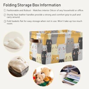 Cartoon Cats Storage Basket Bins Decorative Toy Organizer Bins Laundry Hamper Baskets with Handles for Bedroom Office Clothes Pet Nursery Living Room,2 pcs