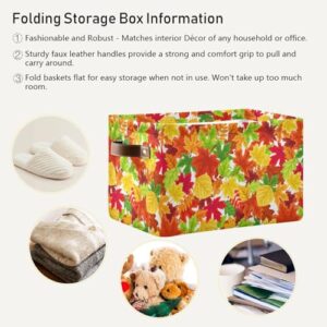 Fall Autumn Leaves Storage Basket Bins Decorative Toy Laundry Basket Organization with Handles for Pet Books Clothes Makeup Nursery Closet Office,2 pcs