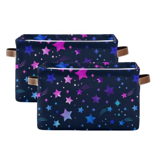 Space Galaxy Storage Basket Bins Foldable Decorative Storage Box Laundry Hamper Baskte Storage for Playroom Living Bed Room Office Clothes Nursery,2 pcs