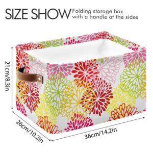 Colored Flowers Storage Basket Bins Foldable Toy Baskets Organization with Handles Laundry Hamper for Bedroom Office Clothes Pet Nursery Living Room,1 pcs