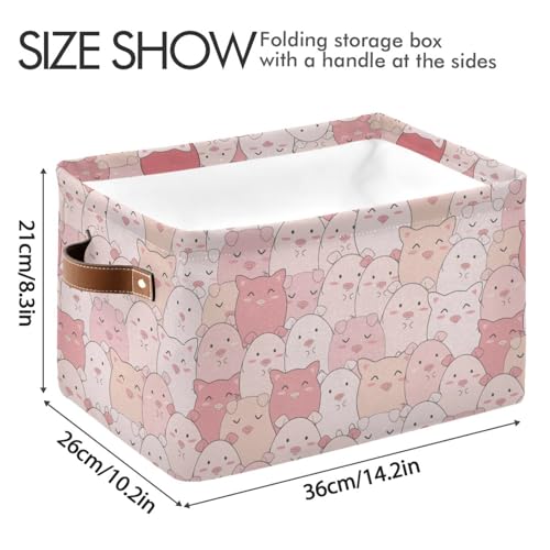 Cute Pigs Storage Basket Bins Decorative Toy Laundry Basket Organization with Handles for Bedroom Office Clothes Pet Nursery Living Room,2 pcs