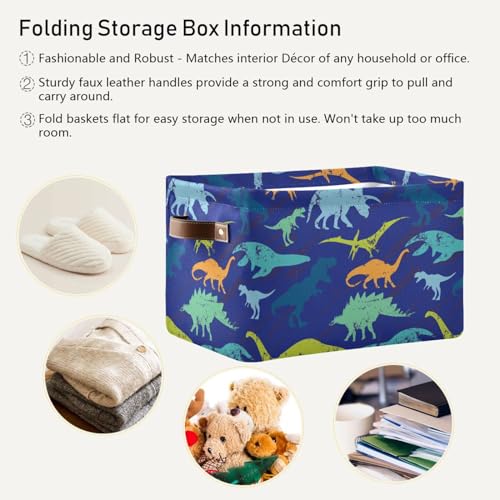 Dino Dinosaur Storage Basket Bins Foldable Laundry Hamper Toy Storage Bins Box Organizer for Pet Books Clothes Makeup Nursery Closet Office,1 pcs