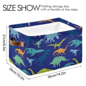 Dino Dinosaur Storage Basket Bins Foldable Laundry Hamper Toy Storage Bins Box Organizer for Pet Books Clothes Makeup Nursery Closet Office,1 pcs