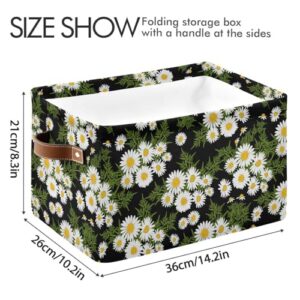 Daisies Flowers Storage Basket Bins Decorative Toy Laundry Basket Organization with Handles for Playroom Living Bed Room Office Clothes Nursery,1 pcs