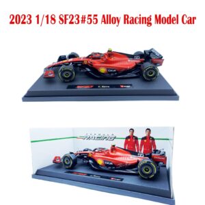 HTLNUZD Bburago 1:18 SF23#55 New 2023 Model Car for Ferrari Team Alloy Racing Die Cast Car Sainz Signature 1/18 F1 SF23#55 Collection Gift