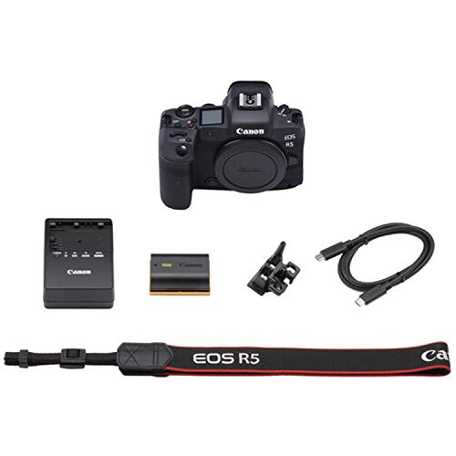 Canon EOS R5 Mirrorless Camera Body + 128GB Pro Speed Memory + Case + Tripod + Software Pack -Proffesional Bundle (Renewed)