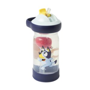 the first years bluey sip & see toddler water bottle - includes floating charm - toddler cups with straw - 12 oz - ages 24 months and up