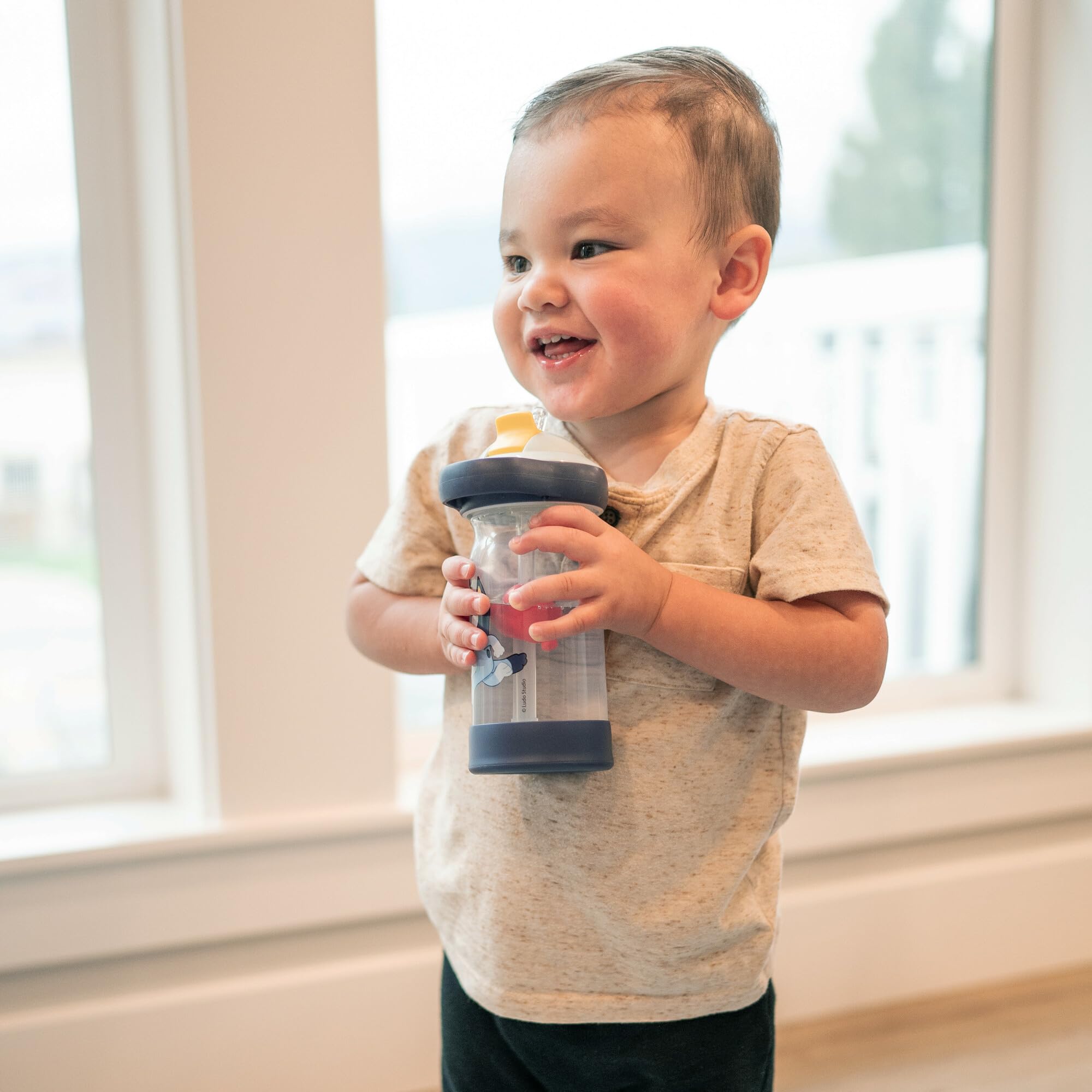 The First Years Bluey Sip & See Toddler Water Bottle - Includes Floating Charm - Toddler Cups with Straw - 12 Oz - Ages 24 Months and Up