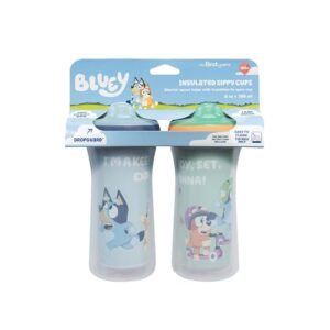 The First Years Bluey Insulated Sippy Cups - Dishwasher Safe Spill Proof Toddler Cups - Ages 12 Months and Up - 9 Ounces - 2 Count