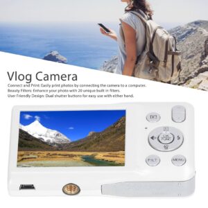 8K Digital Camera, 16X Zoom Beauty Filter Camera with 68MP 2.7in Screen for Photography Video Recording, Compact Small Camera for Boys Girls Kids (White)